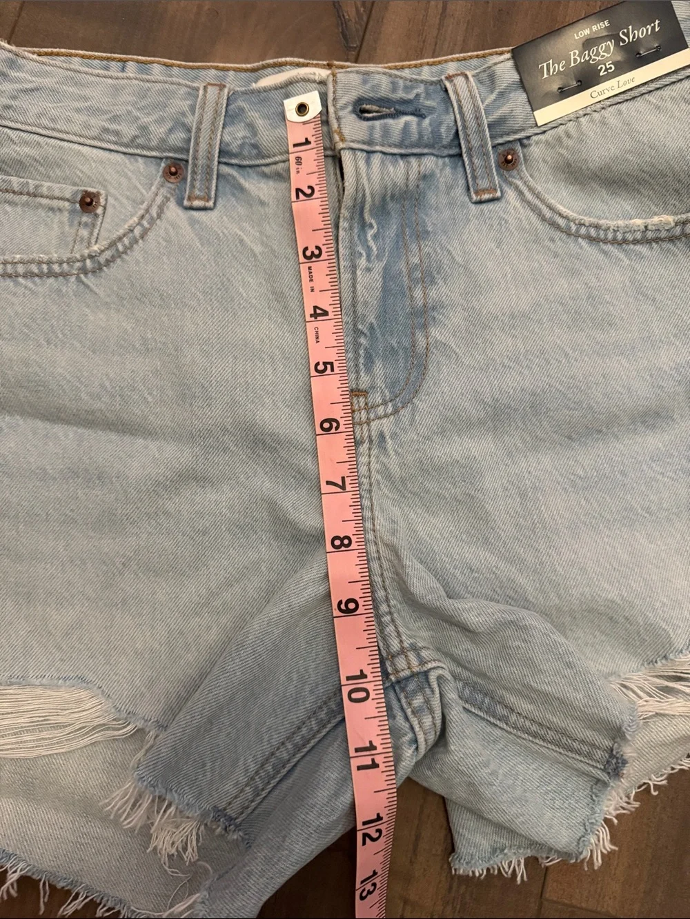 Abercrombie & Fitch Baggy Light Blue Distressed Denim Shorts